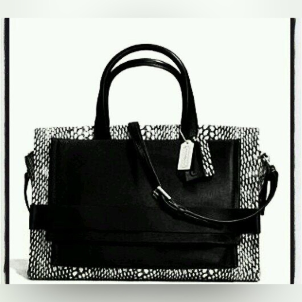 Vintage/Y2K Coach Bleeker mixed media pinnacle carryall tote  Black & White